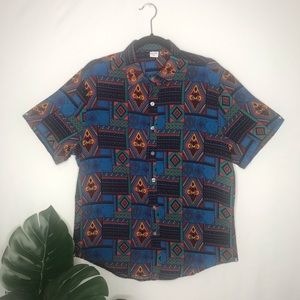 90s Style Printed Button Up